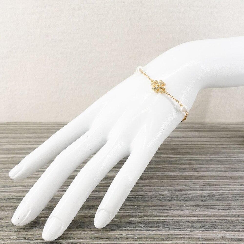 Tory Burch Gemstones and Pearl Bracelet Gold OS - Picture 7 of 16